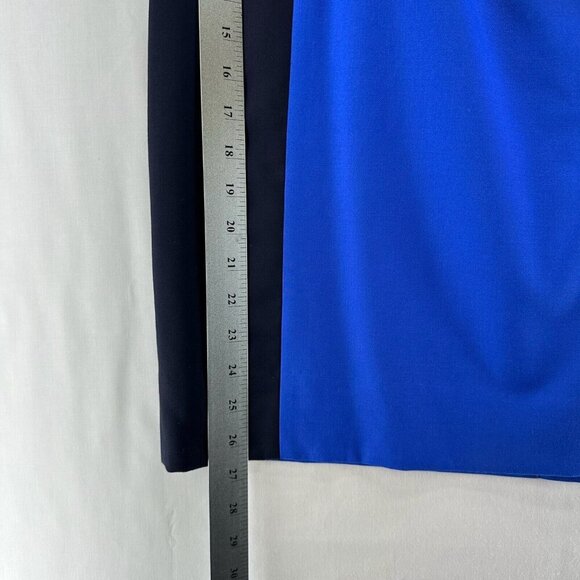 J.CREW Skirt Size 16 Pencil Straight Side Panel Vented Wool Blue Black - Picture 8 of 8